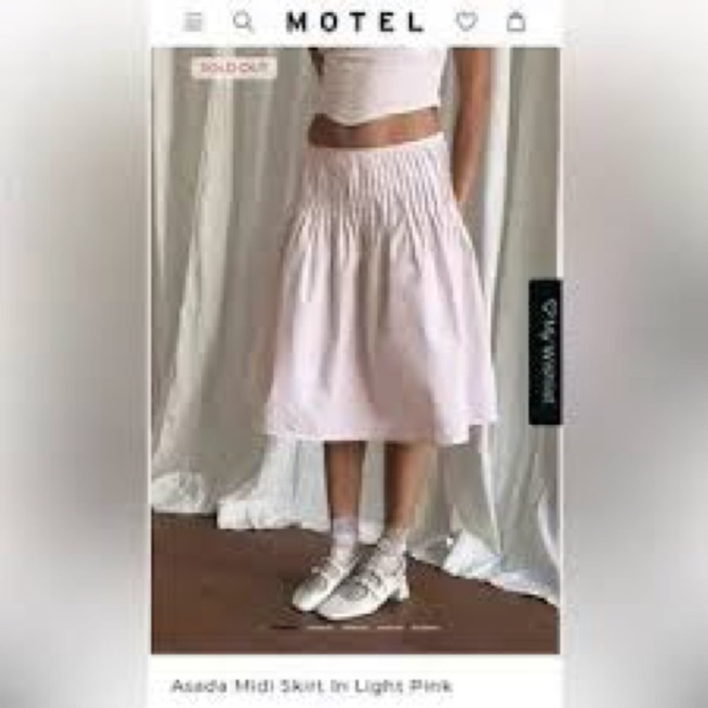 NWT Motel Rocks Asada Midi Skirt In Light Pink Size SM - Picture 4 of 8
